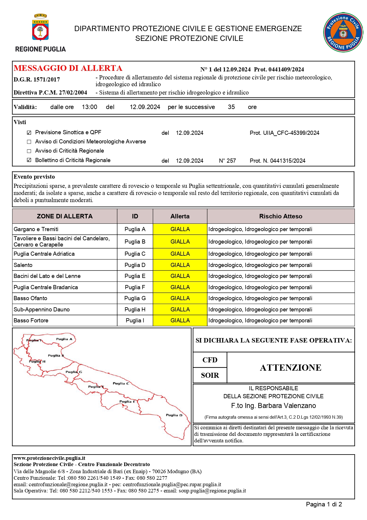 Allerta meteo 12 settembre