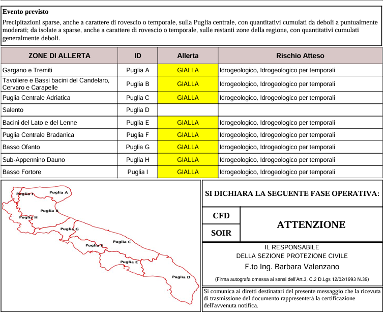 Allerta meteo gialla 13 maggio