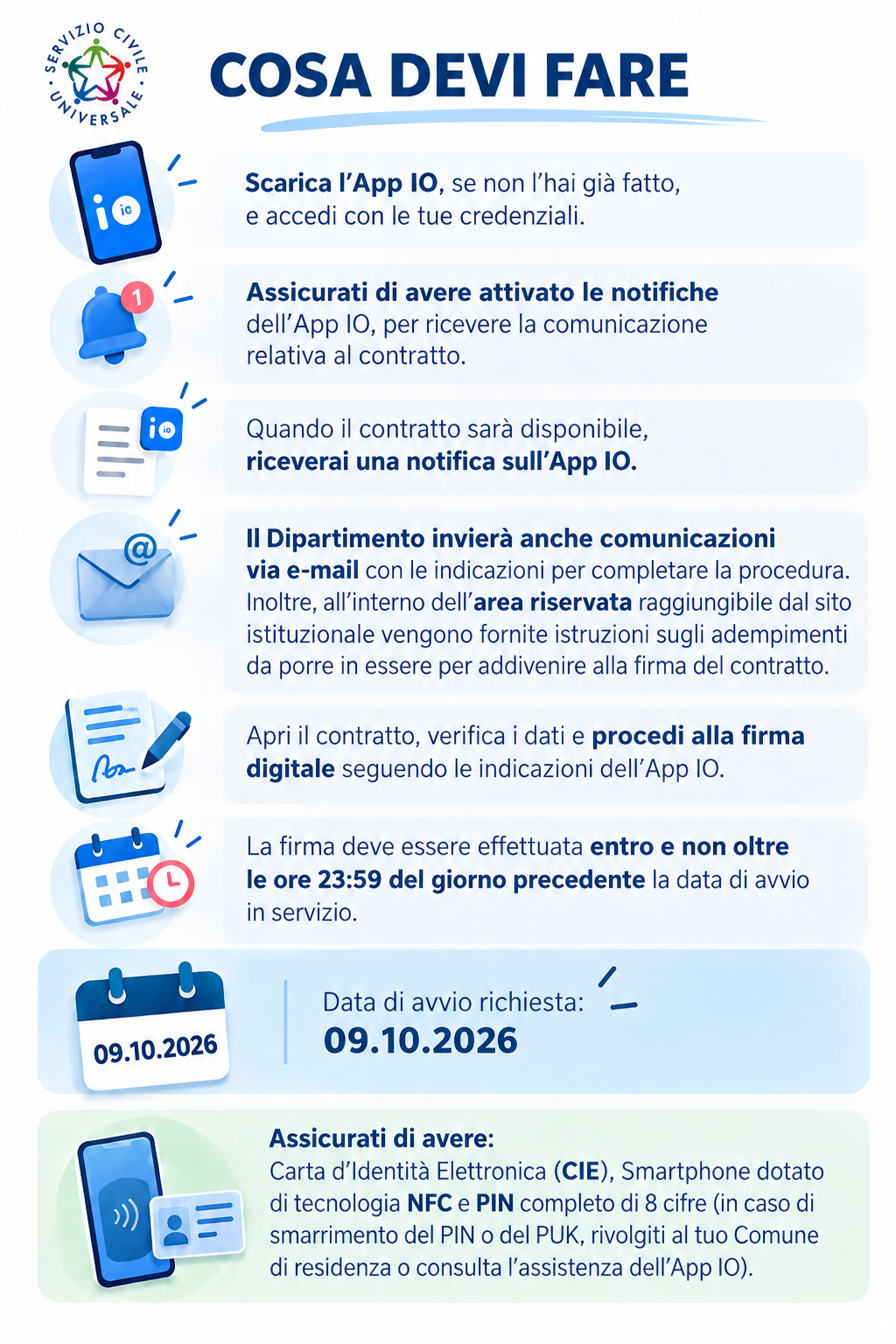 Servizio Civile Universale - guida alla firma del contratto su AppIO