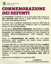 2 novembre 2025 - Messaggio del Sindaco