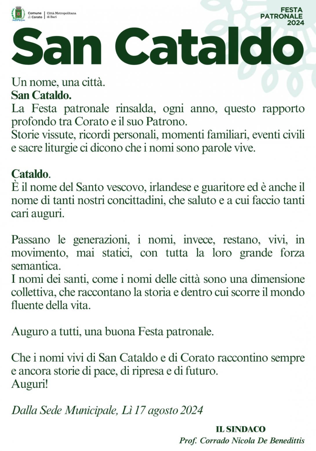 Auguri Sindaco San Cataldo