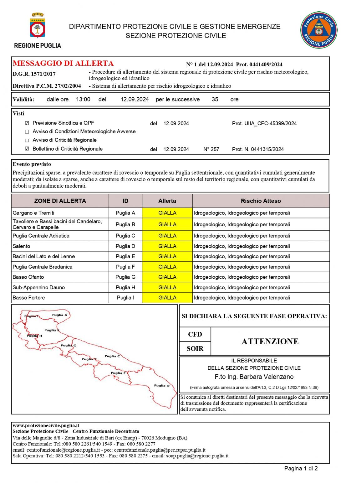 Allerta meteo 12 settembre
