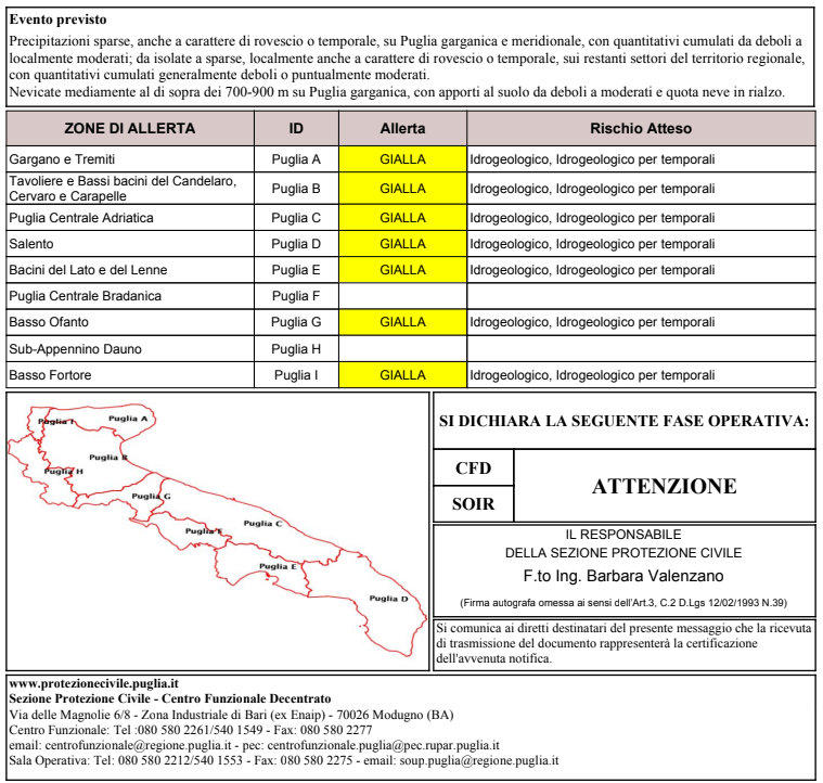 Allerta meteo gialla 28-11-2025