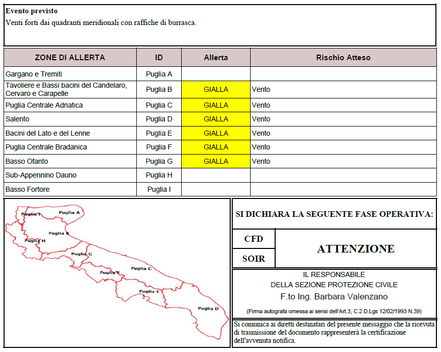 Allerta meteo gialla 19/02/2026