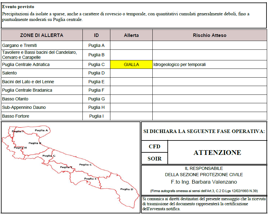 Allerta meteo gialla 14/05/2026